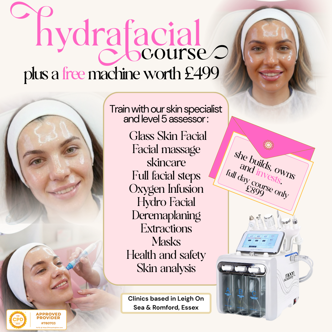 Hydro facial training course in Essex with free machine included.